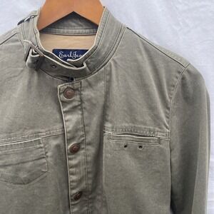 Earl Jean Army Green Canvas Moto Jacket Size Medium